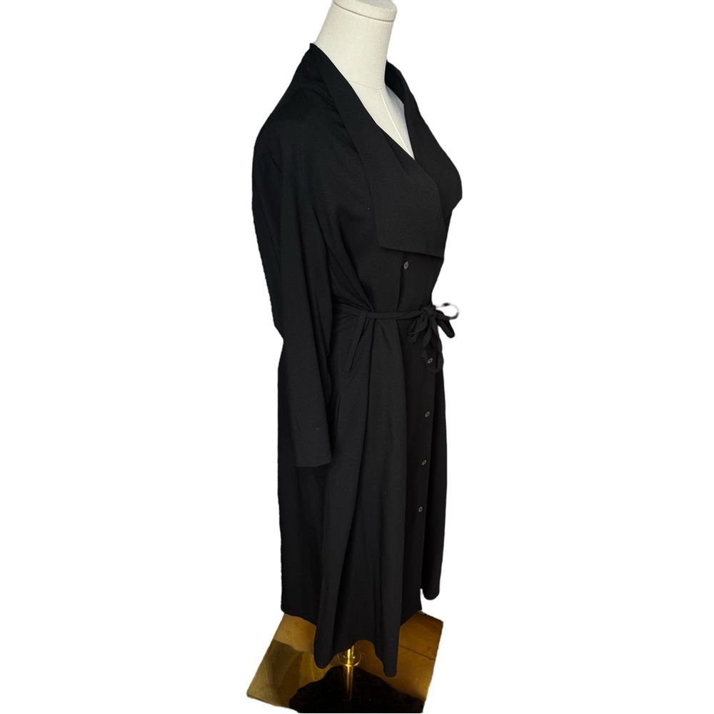 M.M. LaFleur ✘ Suzanne Trench Light Wrap Tie Collared Shirt Dress, Black, M - Picture 7 of 16